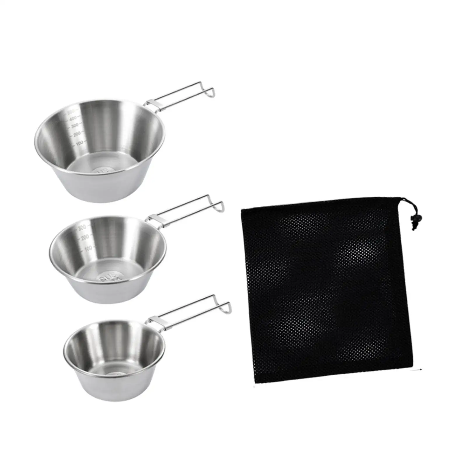 Stackable Stainless Steel Camping Bowls Set Compact Utensils Cook Pot Kitchen Accessories for Travel Picnic