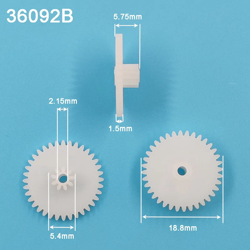 36092B M0.5 Spur Gear OD 19mm 36 Teeth/ 9 Teeth 2.05mm Hole Plastic POM Pinion Wheels DIY Repair Parts 36+9t