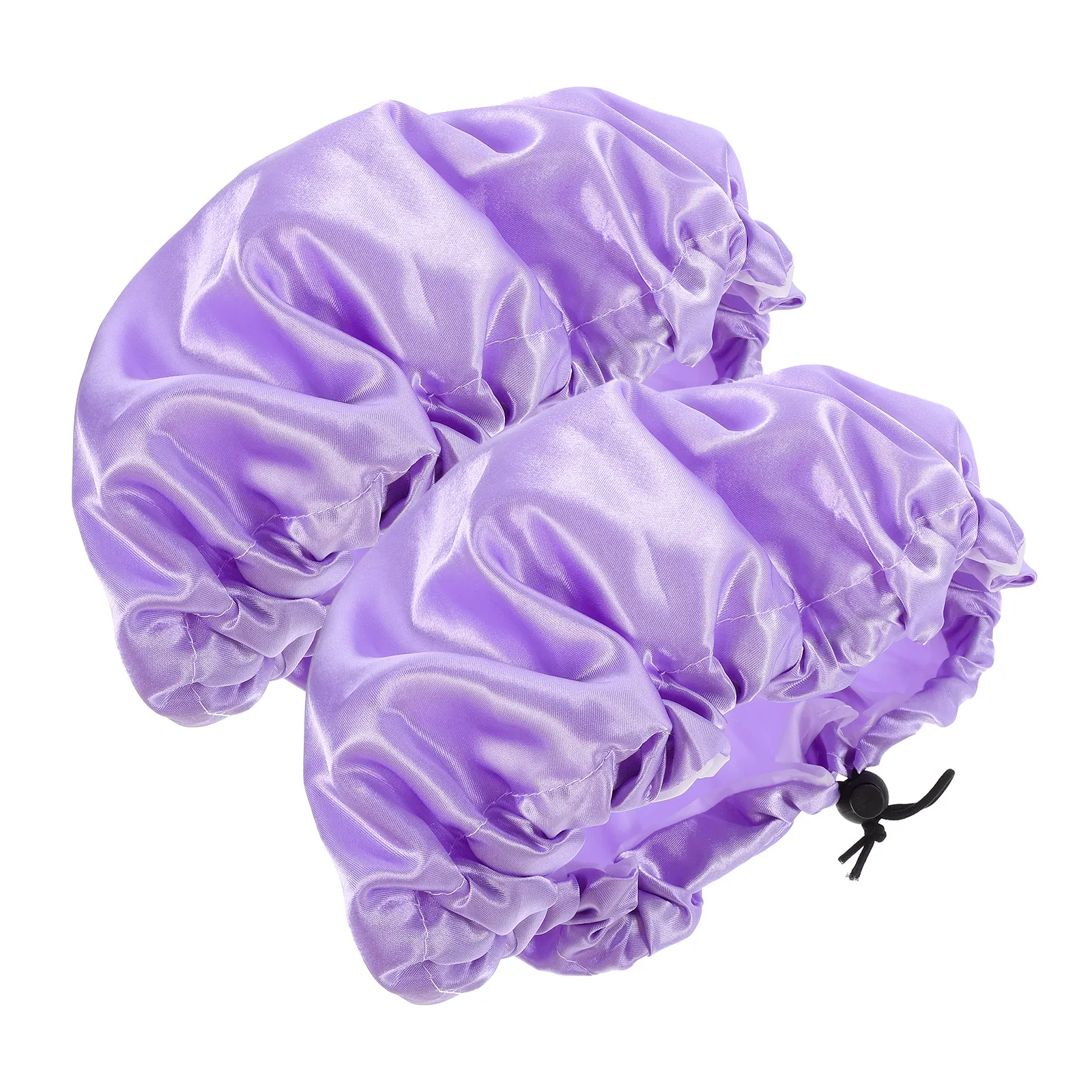 

2Pcs Fashionable Satin Shower Caps for Women Reusable Elastic Hair Caps Waterproof Bath Hat Lightweight Portable for Shower