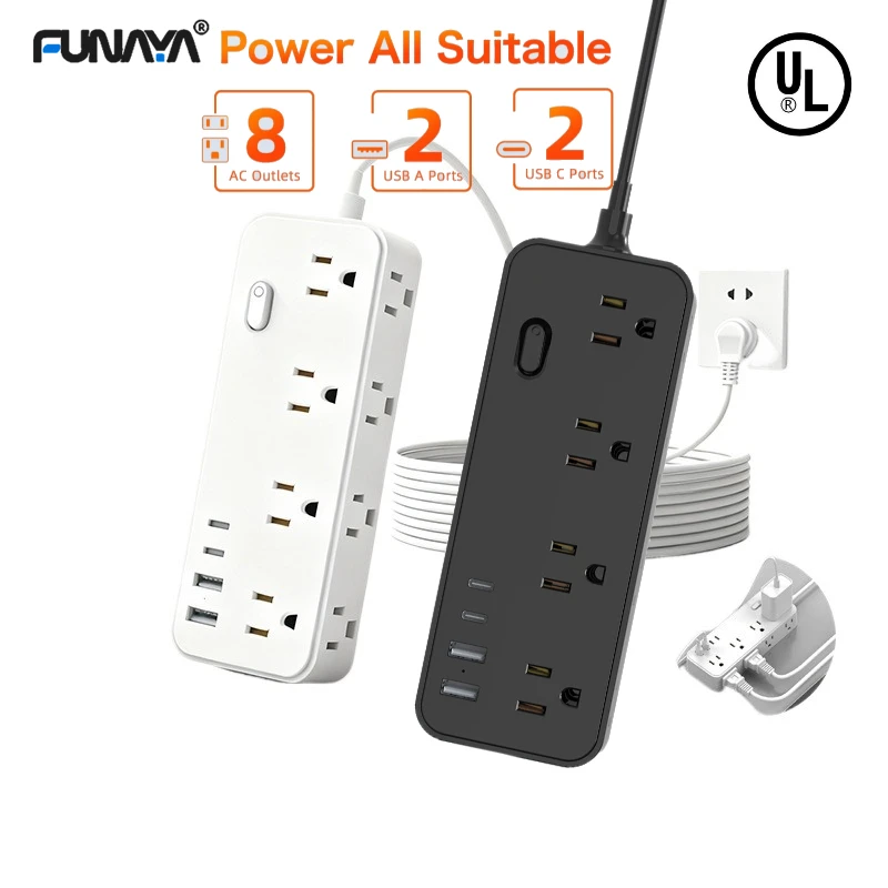 

FUNAYA США Настольная розетка для удлинителя с USB Type-C Разъем-удлинитель AC110 125, защита от перегрузки