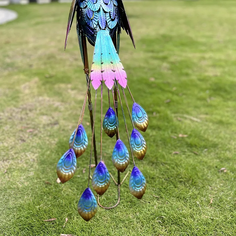 80cm Solar Lights Peacock Statues Garden Decoration Outdoor Lamp Hollow Figurine Path Lawn Metal Sculpture