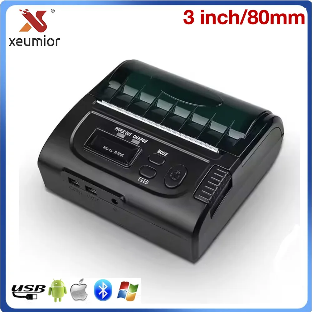 80mm Bluetooth Android IOS Mobile Mini Portable Thermal Receipt Printer Handheld POS Printer Tickets for Take-out 8003BT