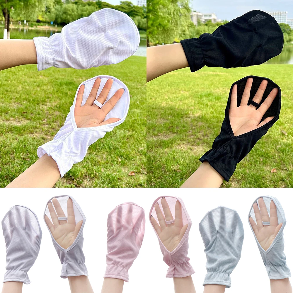 Guantes de malla transpirables, manoplas finas sin dedos, guantes de manga de ciclismo, guantes de protección UV para conducción, guantes de