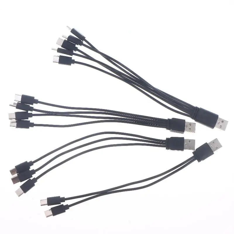 كابل محول USB إلى Type-C فردي/مزدوج 20 سم: 2/3/4/5 منفذ USB C مقسم شحن