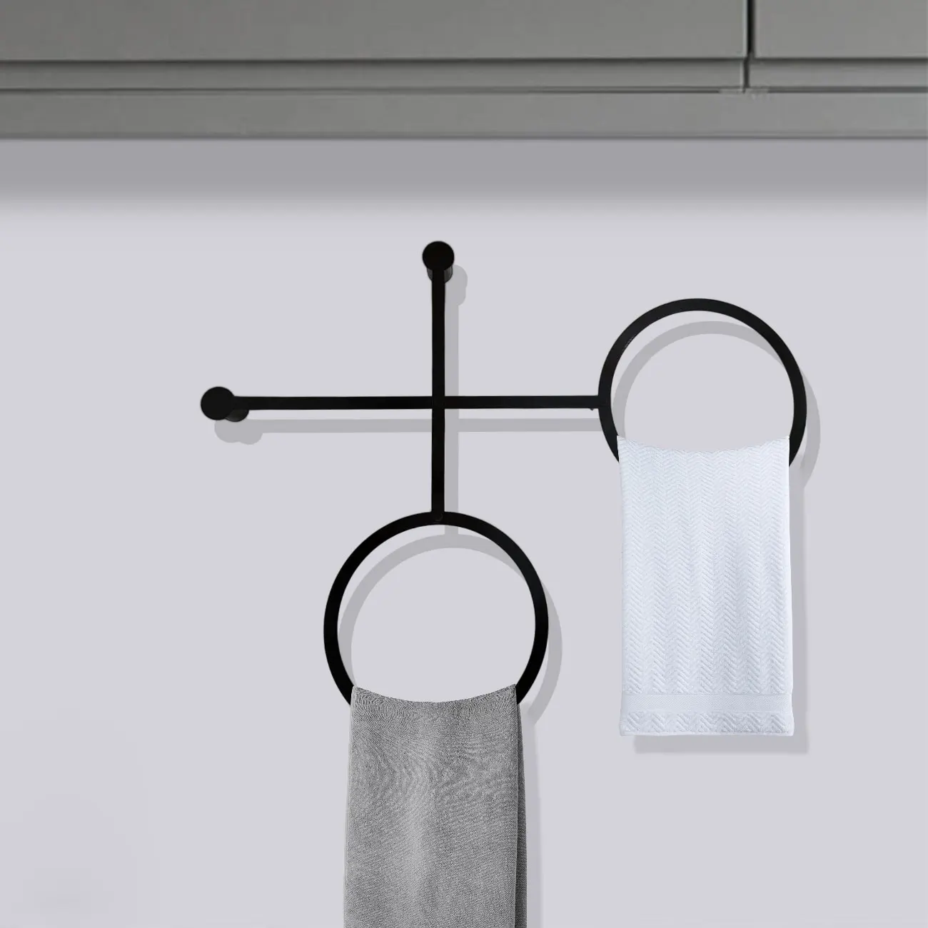 

1pc bathroom towel ring, perforated installation, black washroom face towel hanging ring