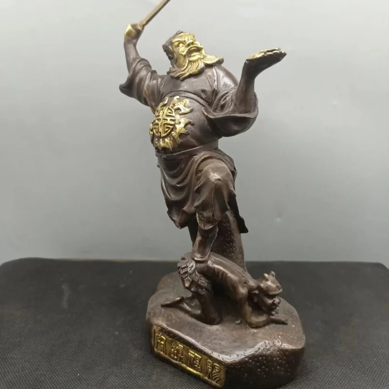 Antique Zhong Kui Tian Guan Blessing Copper Statue Decoration Home Living Room Office Craft Ornament