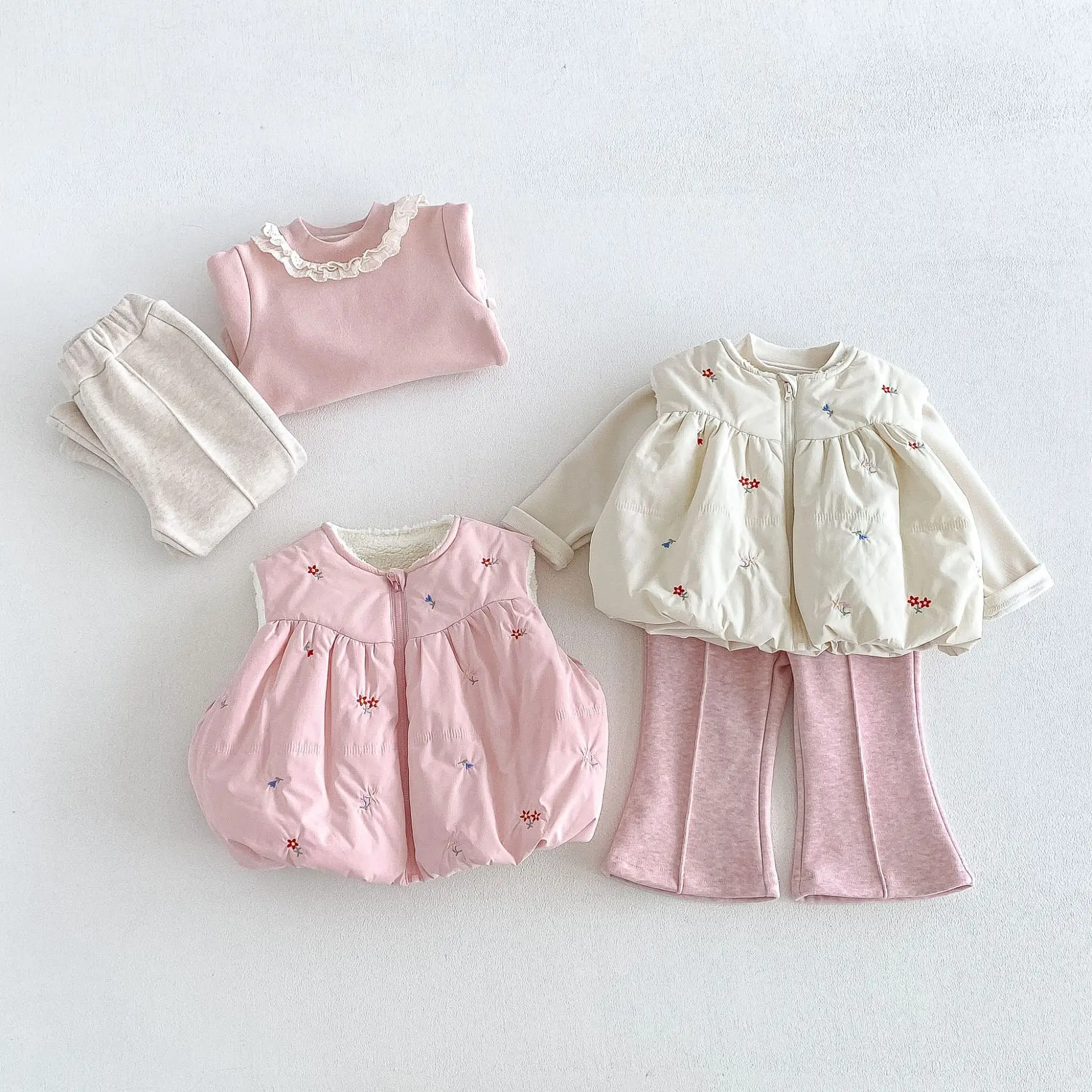 2026 New Winter Girls Embroidered Alpaca Fleece Vest | Thick Zip-Up Gilet | Cute Warm Outwear