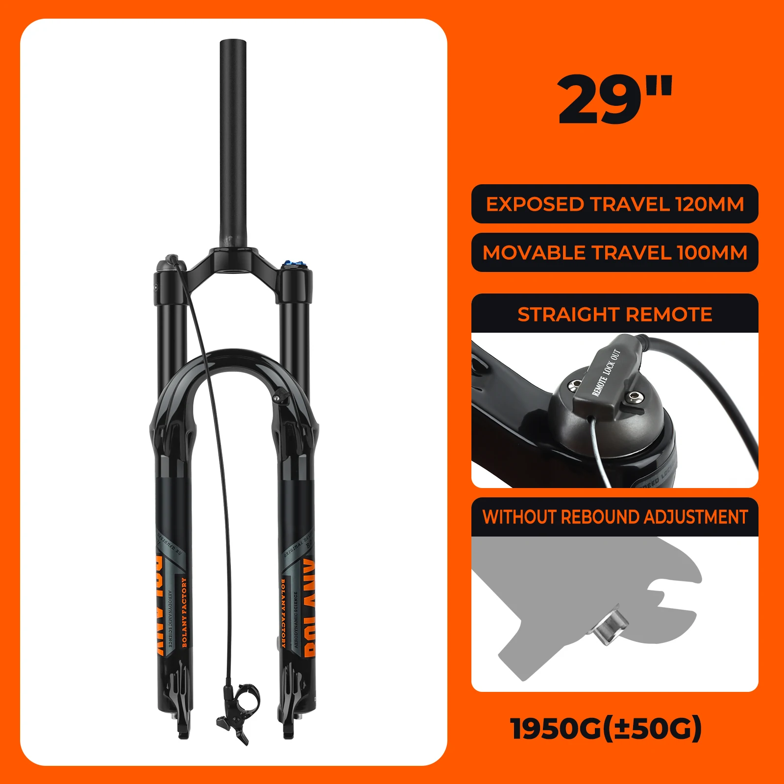 BOLANY MTB Air Fork 29Inch 120mm Travel Air Oil Suspension Rebound