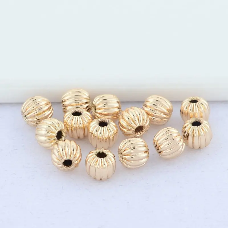 3mm 4mm 5mm 6mm Corrugated Round Stripe Beads 24K Gold Color Plating Brass Spacer Beads DIY Jewelry Making Accessories Wholesale