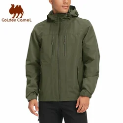 GOLDEN CAMEL Mens Waterproof Softshell Jacket Lightweight Single Hooded Jacket with Zipper Pockets for Outdoor Hiking Traveling