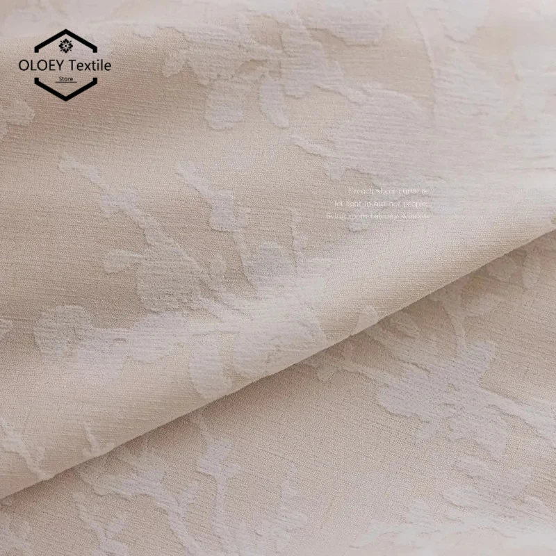 

French Cashmere Sheer Curtains for Bedroom Living Room Luxury Relief Pattern Light Translucent Sunshade Fabric Elegant Drapes