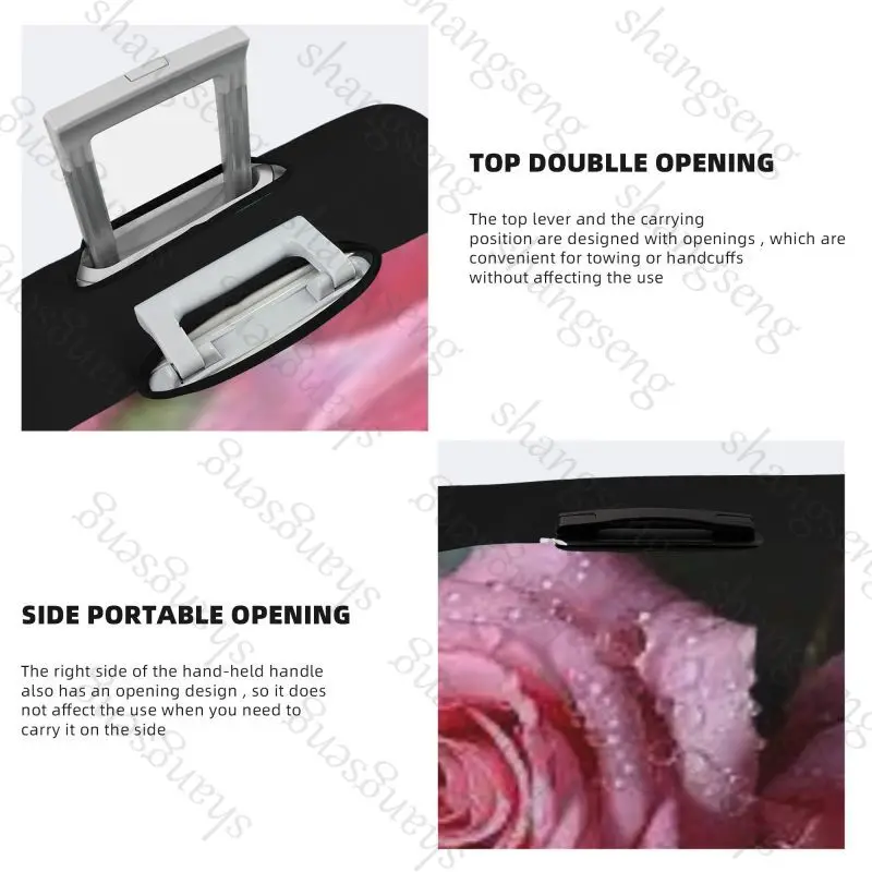 Rose Flower Pattern Travel suitcase protective case, suitcase cover, elastic protection, washable Luggage cover, 18-32 in