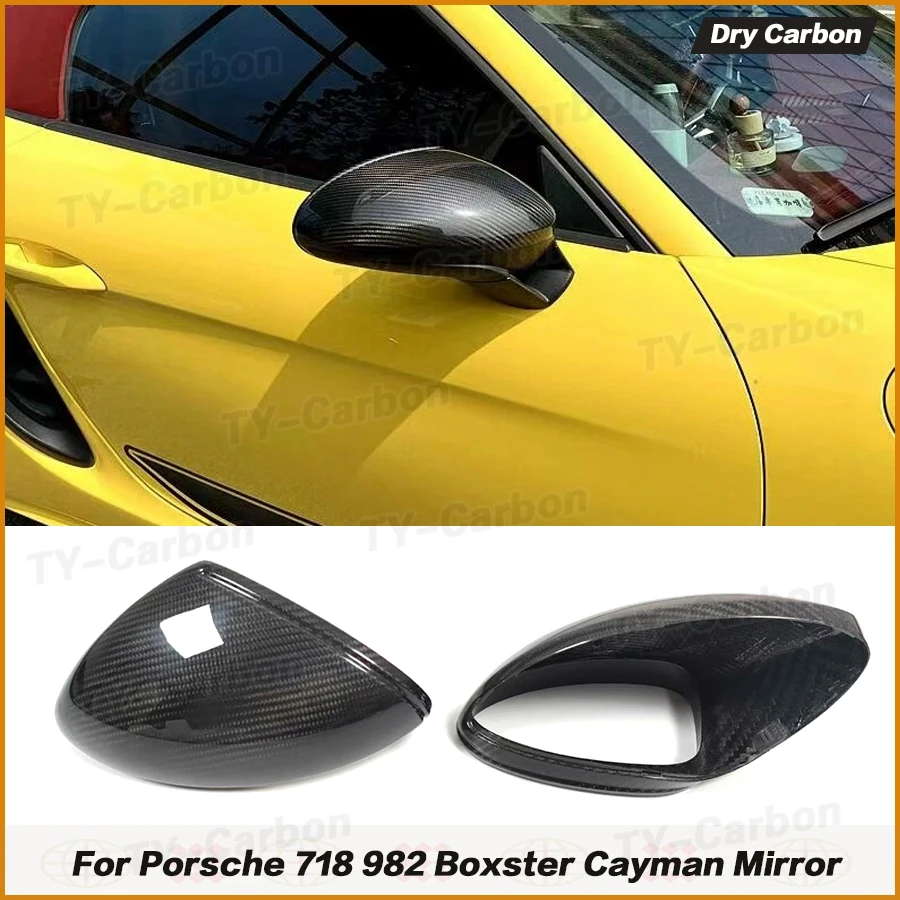 LHD RHD Rearview Mirror Cover for Porsche 718 982 2016-2023 Boxster Cayman Dry Carbon Fiber Side Mirror Shells Replace Case