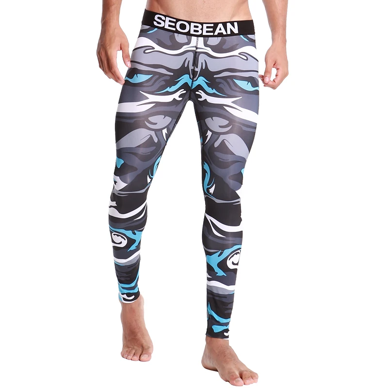 Men's long underwear with low waist and thin fleece 9-inch pants, sports slim fit and close fitting autumn pants