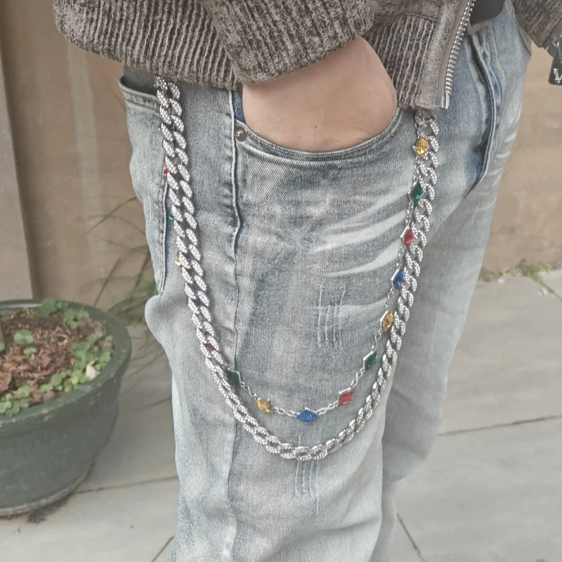 Exaggerated Type Cuban Pants Chain Men\'s Heavy-duty One\'s Waist Hip Hop Accessories Light luxury Goods Holiday Gifts Key Chain