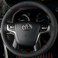 DIY Black Artificial Leather Steering Wheel Cover For Toyota Land Cruiser 2016 2017 2018 2019 Land Cruiser Prado 2018