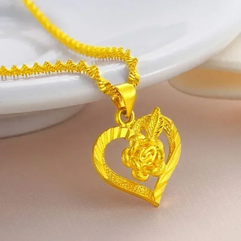 Collier pendentif pour femme Viora Jewelry en or jaune 24 carats 9999, idéal pour les amoureuses de la mode et des bijoux