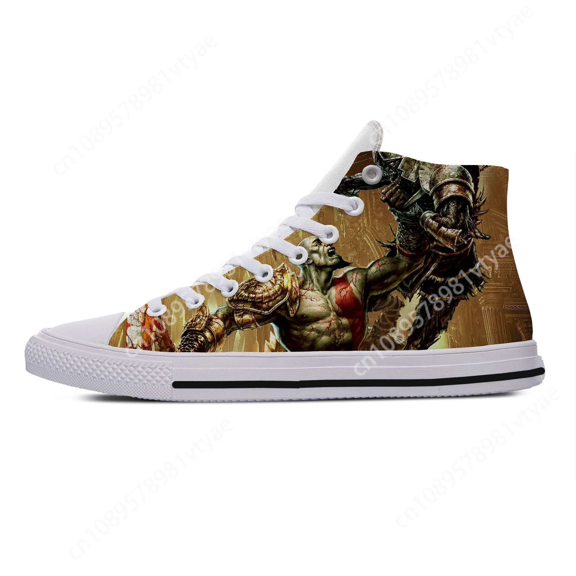 Sapatos de lona para homens e mulheres, sapatos casuais, leves, respiráveis, confortáveis, França, God of War, personagem de Kratos, novo, quente