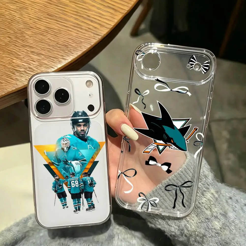 E-San Jose Sharks  Transparent Phone Case For IPhone 17 16 15 Pro Max 14 13 12 11