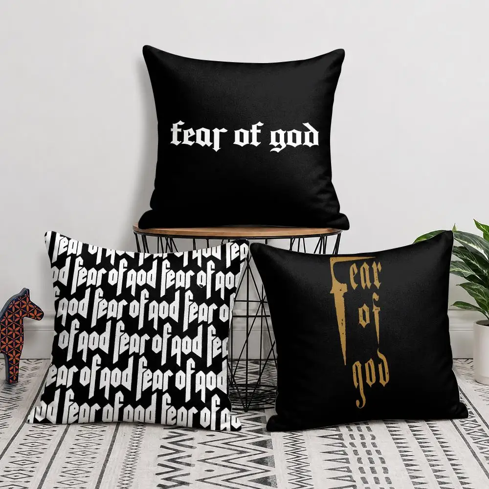 Fashion Logo F-Fear Of G-God Cushion Cover Wrinkle-Resistant Short Plush Pillow Case Breathable Machine-Washable