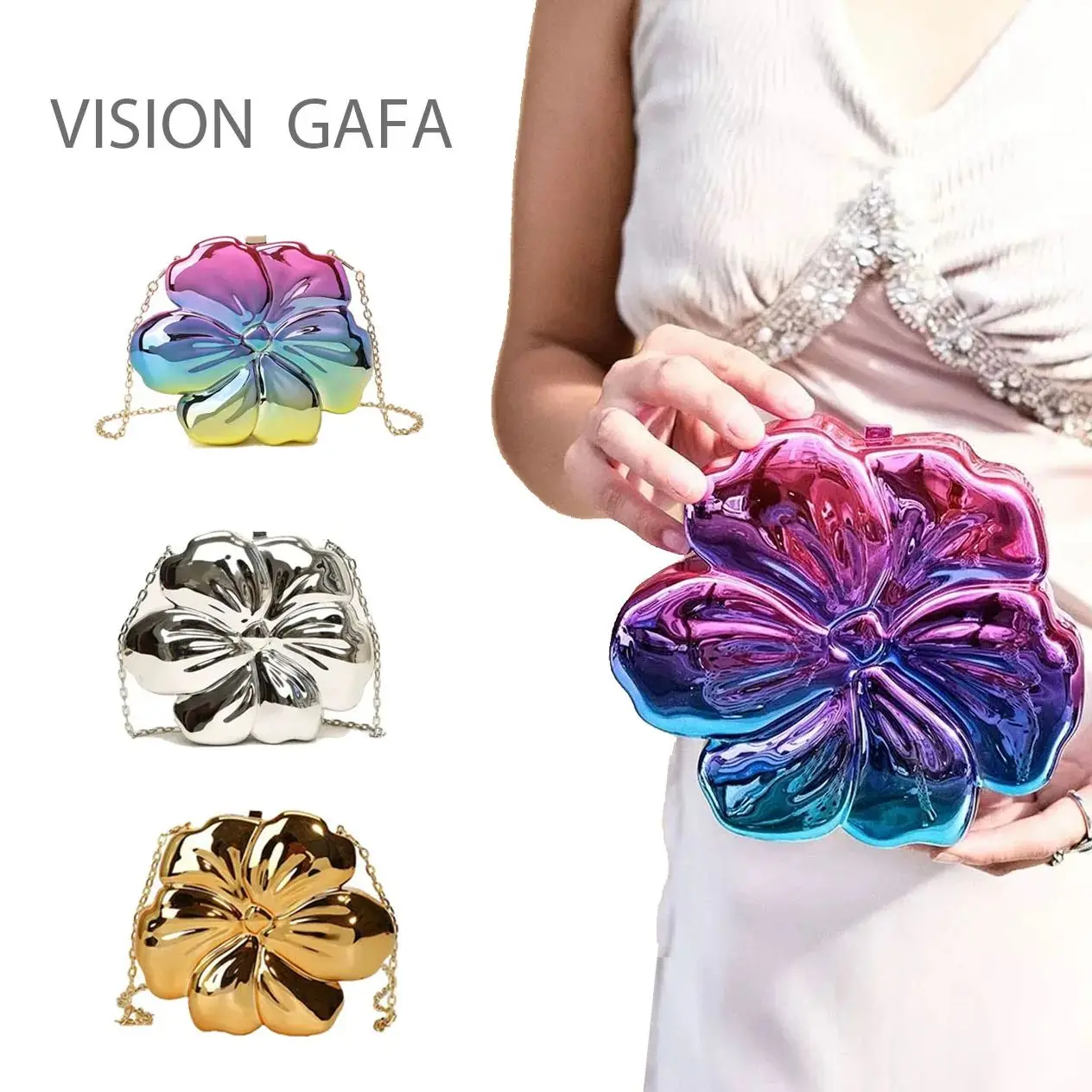 

Flower Shape Handbag Women's Evening Clutch Gold Chain Bag Elegant Shoulder Bag Chic Silver Coin Wallet 2025 Trend Luxury Design