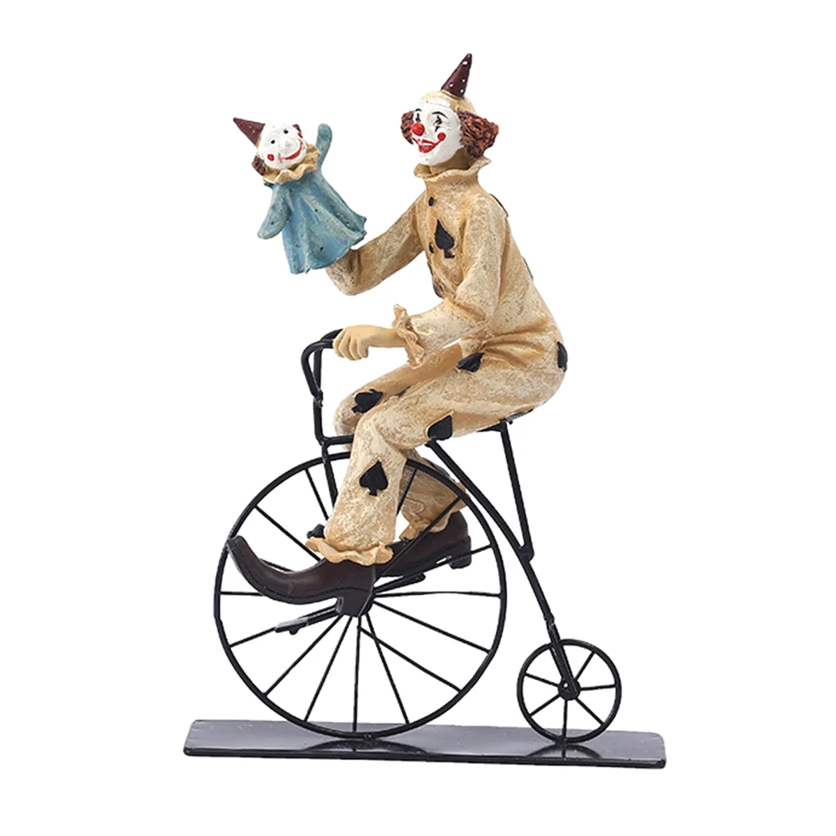 Creatives Clown Circus Statues, Clown Ornaments Home Decor Resin Sculpture, Handmade Crafts Collectible Art Figures-A