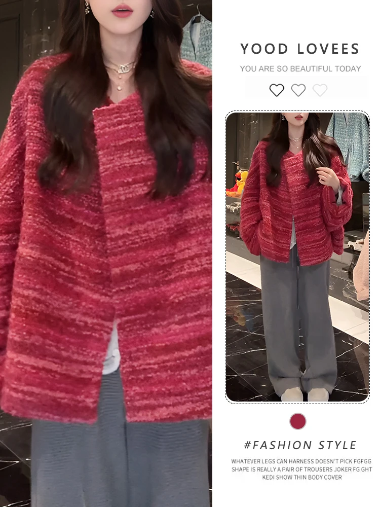 

Модная вязаная верхняя одежда с одной пуговицей, корейский стиль, стройнящий крой, весна-осень, новинка от бренда Yood Lovees