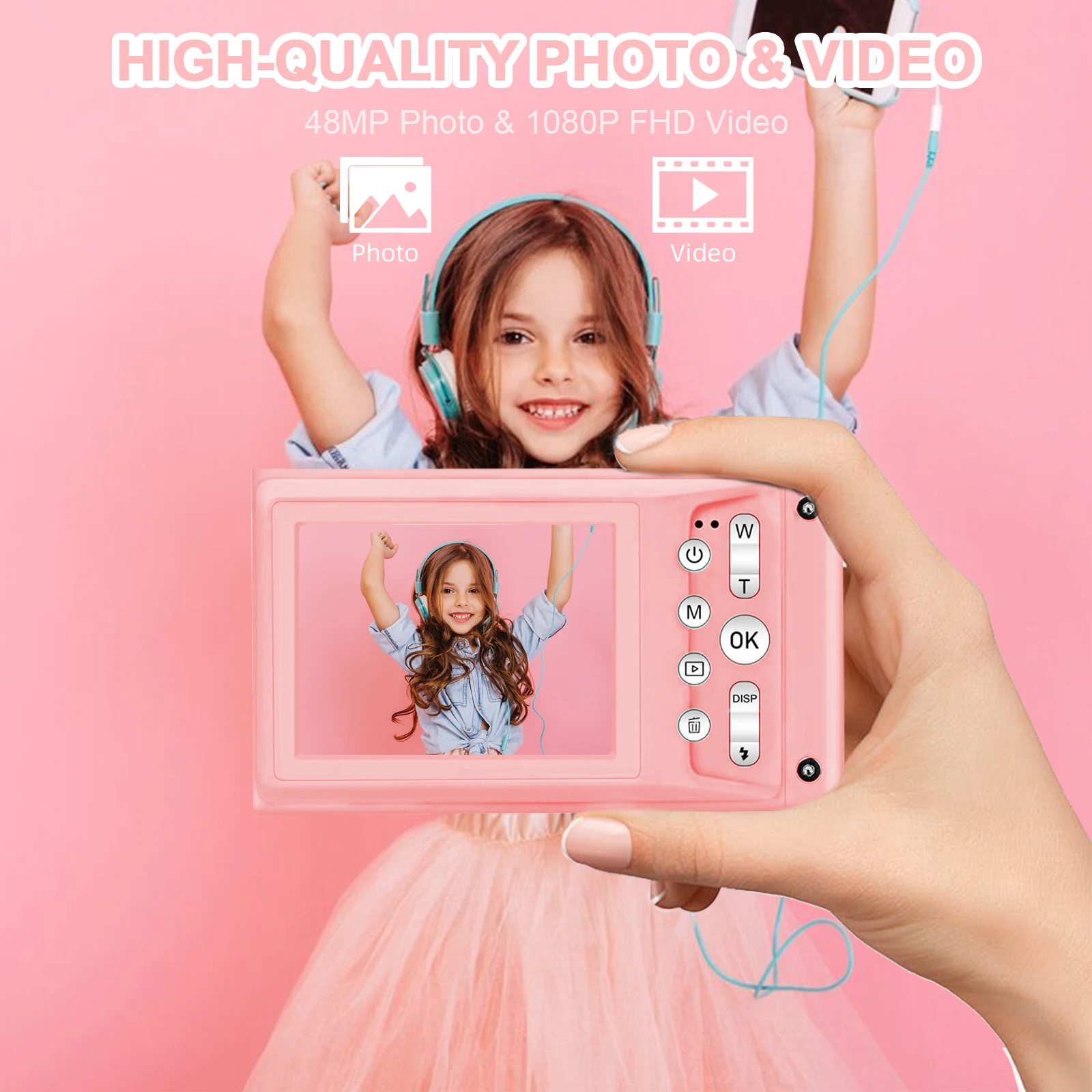 HD 1080P 2.4 inch digital Camera Rechargeable Cameras with 16x Zoom Compact Camera 48MP Cameras for kids Beginner Camera