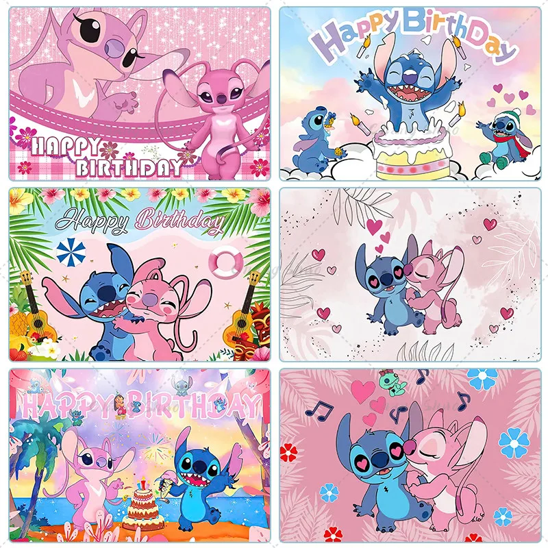 Disney Lilo & Stitch Backdrop Banner Baby Shower Children's Birthday Party Decor Banner Photography Background Photo Studio