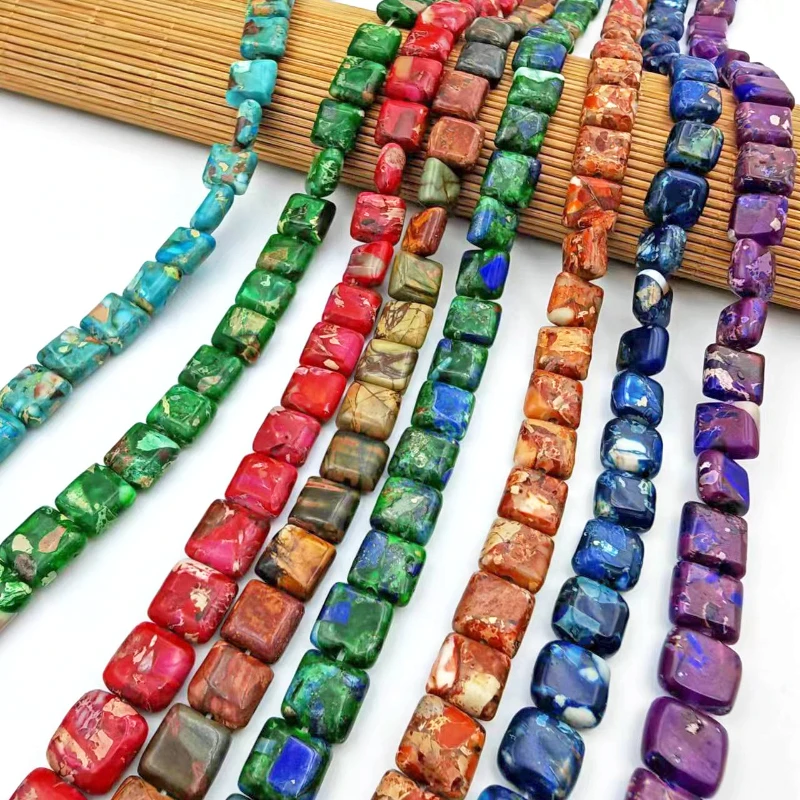 

New Natural Imperial Stone Square Loose Bead Beaded DIY Bracelet Necklace Women's Earrings Jewelry Accessories Wholesale