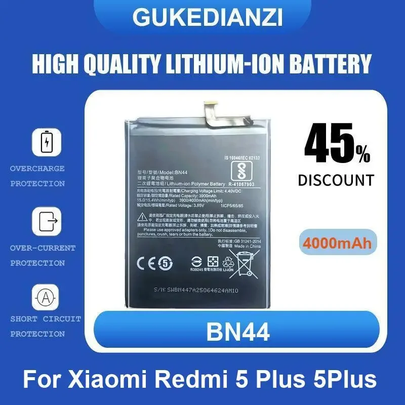 

Аккумулятор мобильного телефона BN44 для Xiaomi Redmi 5 Plus 5 Plus, 4000 мАч, высокое качество