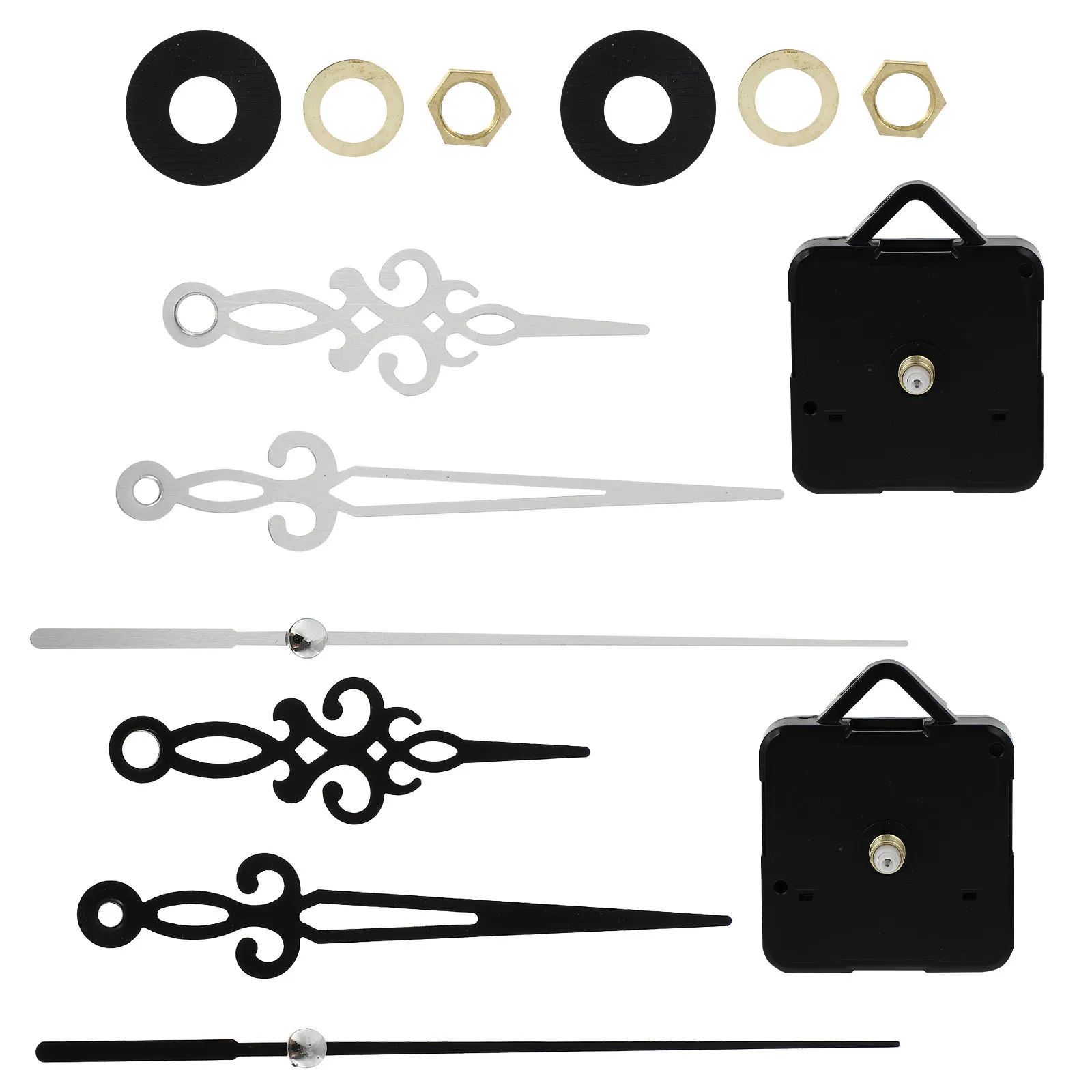 Quartz watch movement for clock makers to enable easy clock repair in a quiet home environment, plastic 13x5.5x1.5cm 2 pcs