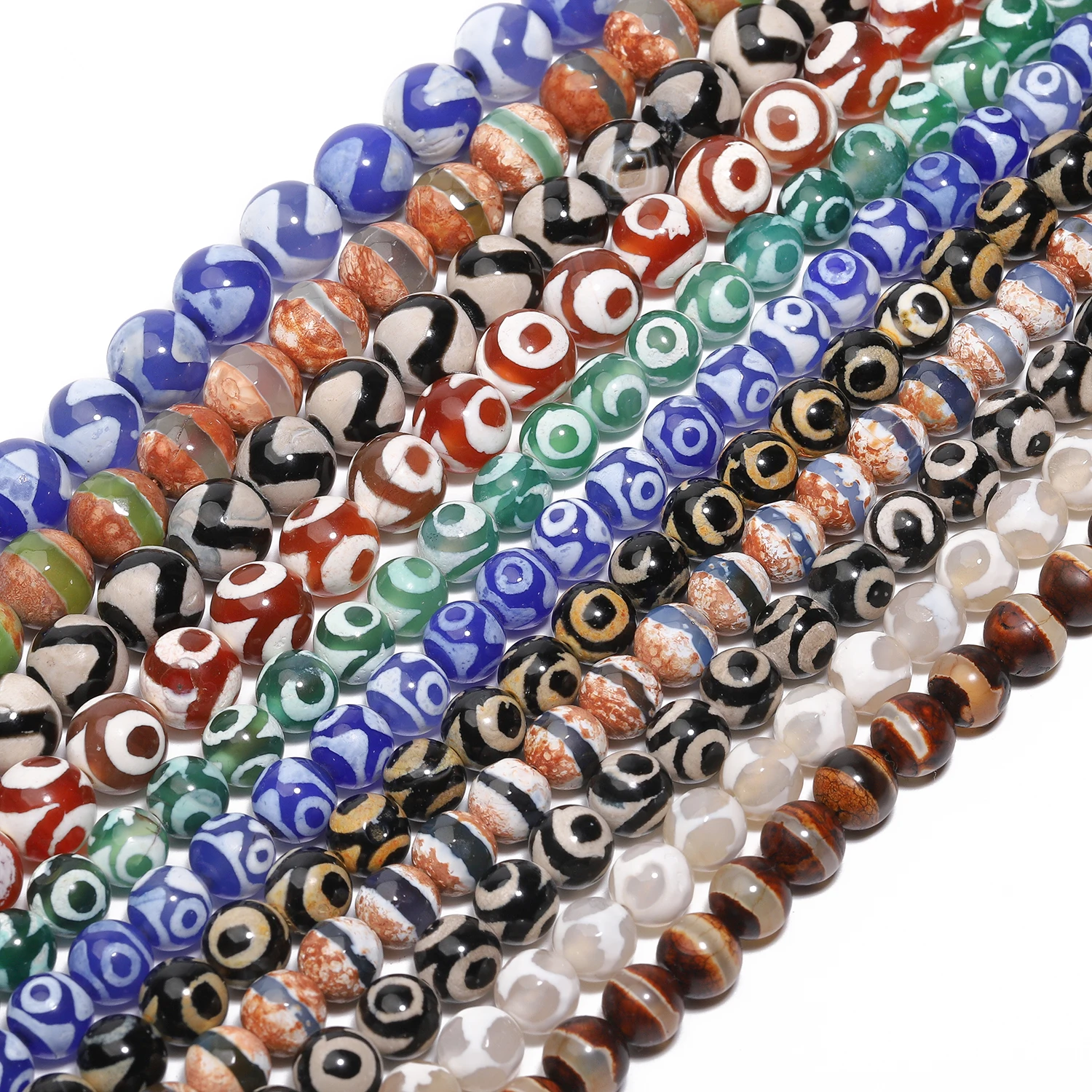 6/8/10mm Natural Dzi Agate Beads Tibetan Prayer Mystical Ancient Round Beads for Jewelry Making DIY Vintage Bracelet Accessories