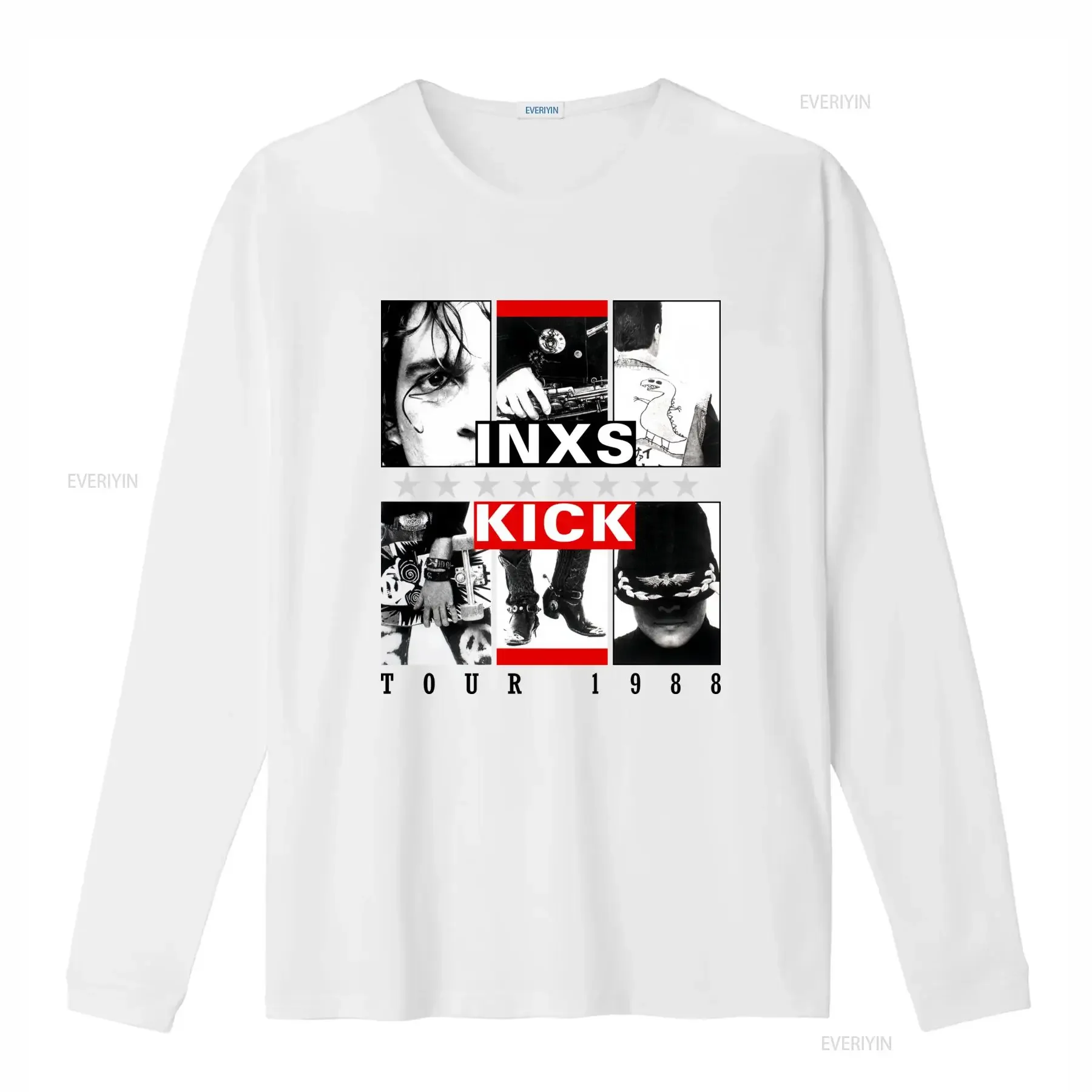 Vintage Classic Rock Band INXS Kick Album Print Casual Streetwear T Shirt vintage Washed Breathable homme Comfortable Stylish