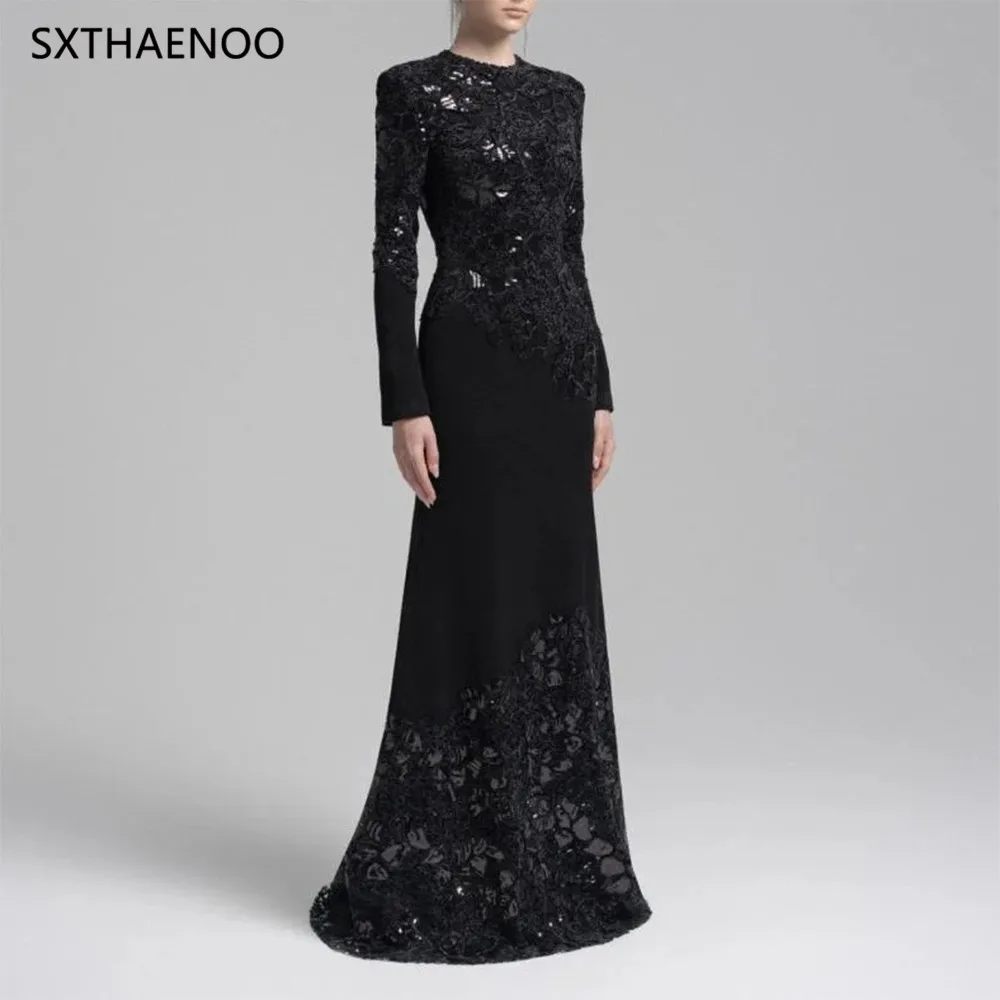 

SXTHAENOO Solid Hollow Out Slimming Minimalist Dresses For Women O Neck Long Sleeve Temperament Dress Female vestidos 2025