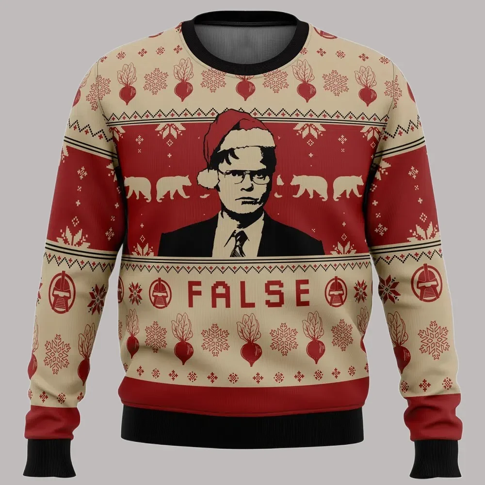 كاذبة مكتب القبيح عيد ميلاد سعيد سترة 2025/26 موضة جديدة الرجال المتضخم قناع السترة القمم الشتاء النساء البلوز