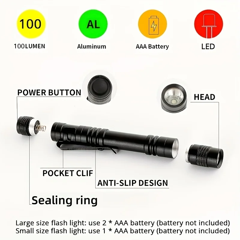 Mini Portable LED Pen Light Pocket Ultra Bright High Lumens Handheld Flashlight Linterna Torch For Camping Outdoor Emergency