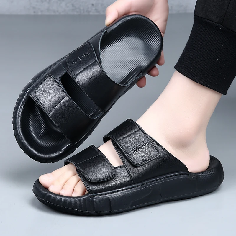 DIMANYU Men's Slippers 2026 New Summer Outdoor Genuine Leather Men's Slippers Anti-Slip EVA Men's Slippers