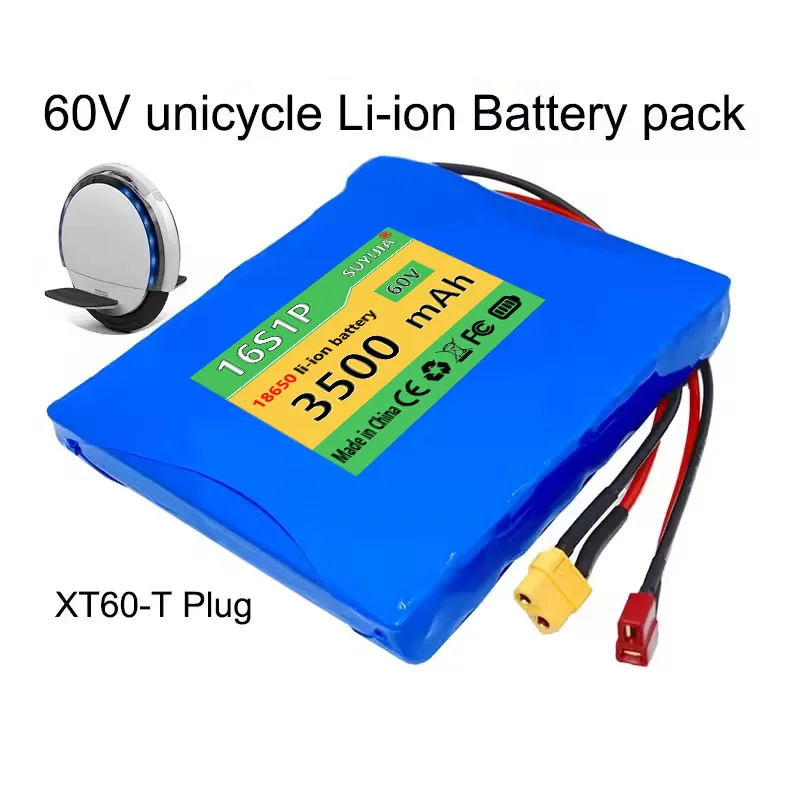 New 60V 3.5Ah Rechargeable Lithium Battery Pack 16S1P HG2 NCR18650B for Self Balance Scooter E-unicycle Battery