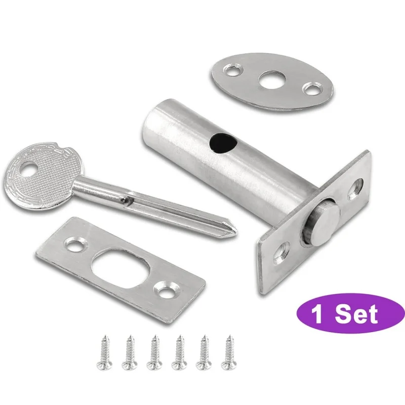 Invisible Mortise Door Lock with Key Fireproof Metal Pipe Well Lock Fire Door Escape Aisle Lock Furniture Hardware Accessories