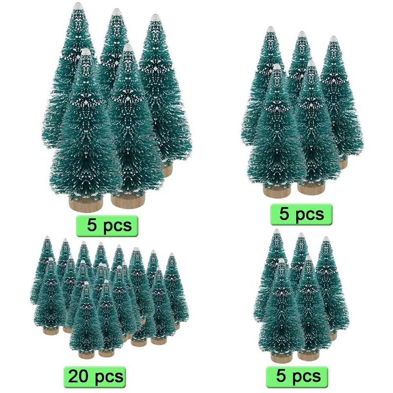 A01F-35 PCS Miniature Christmas Tree Artificial Snow Frost Trees Pine Trees For Christmas DIY Craft Party Decoration (4 Size)