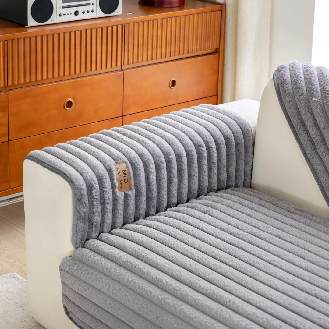 المشارب الجاكار فرو الأرنب الصناعي المضادة للانزلاق أفخم غطاء أريكة تقليد الفراء الأريكة غطاء الوسادة لغرفة المعيشة الغلاف الدافئ