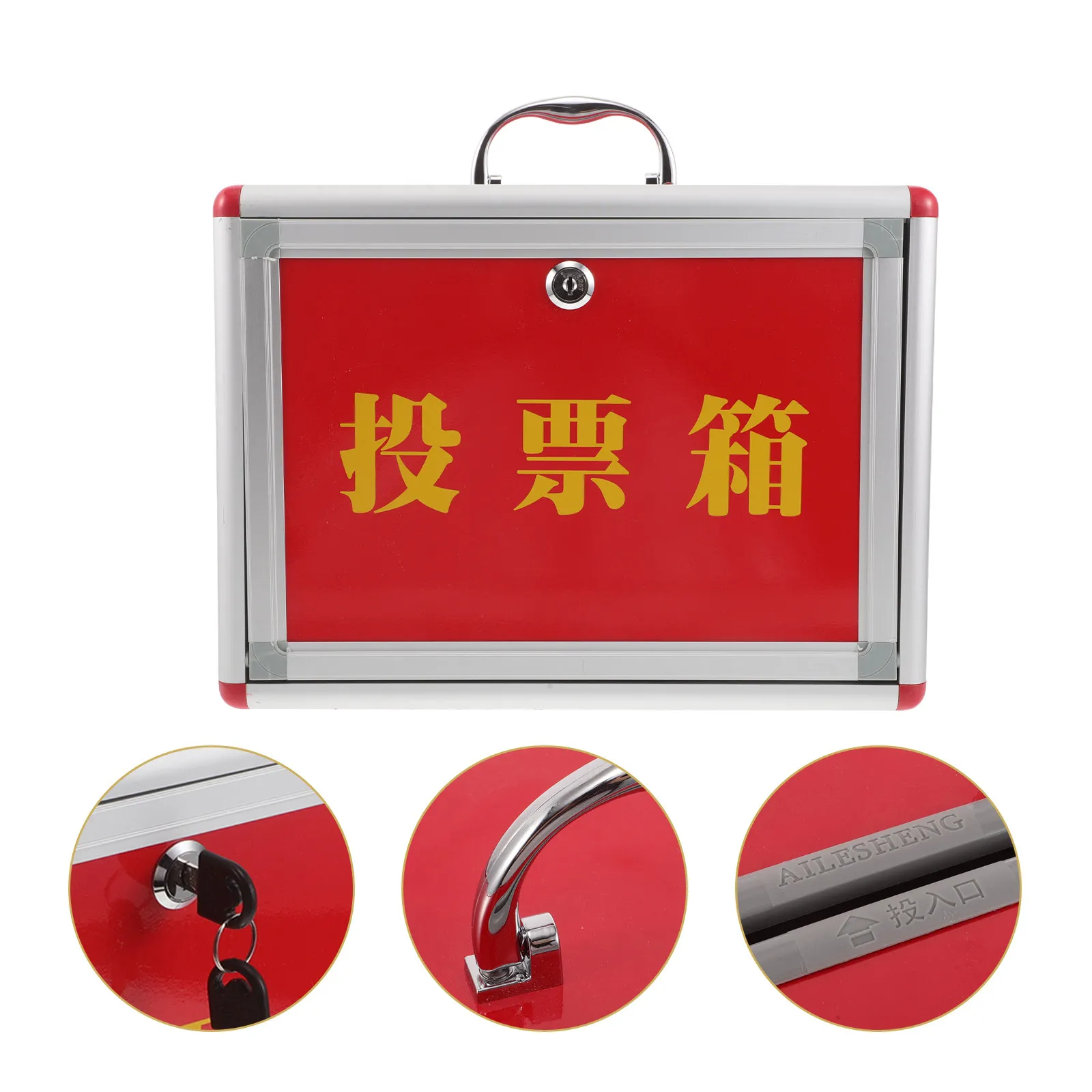 

Suggestion Box Slot Lock Portable Donation Collection Key Drop Box 13.3x9.8 Red Ballot Boxes Voting Fundraising Election Raffle
