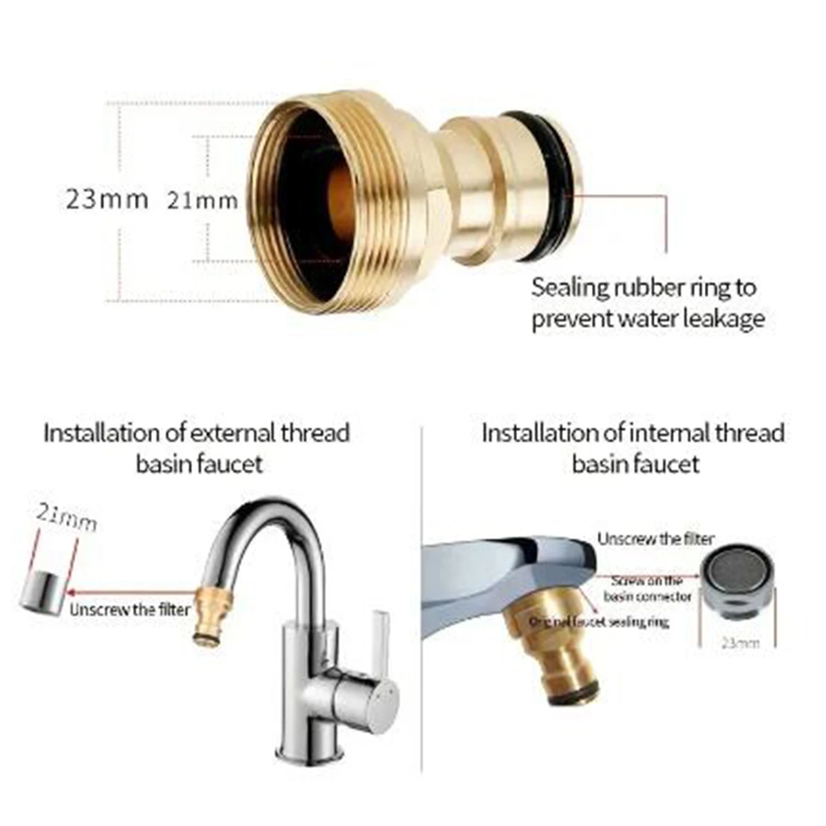 1/3/5pcs Universal Kitchen Hose Adapter Metal Faucet Connector Mixer Hose Adapter Tube Joint Fitting Garden Watering Tools