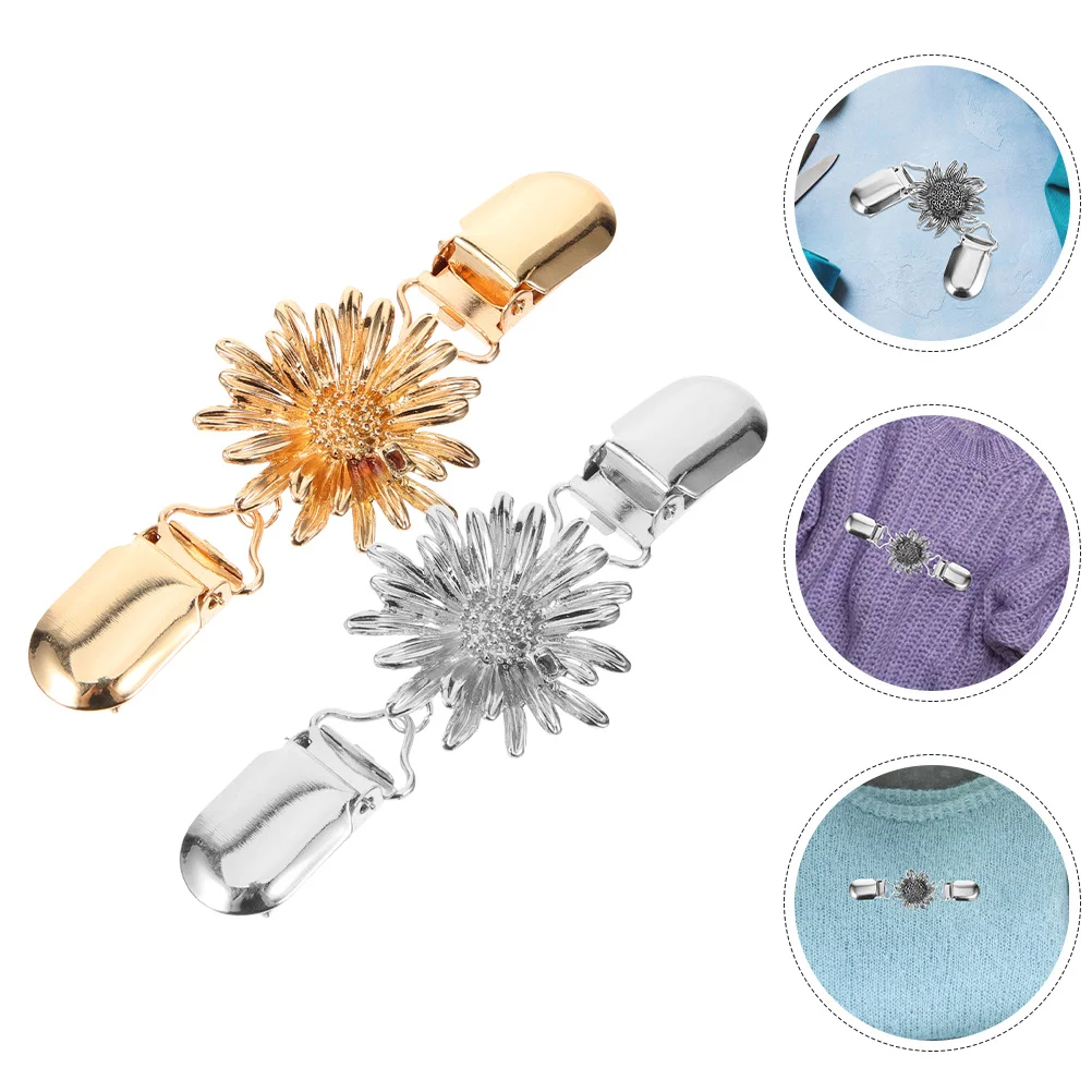 2개 세트 카디건 클립 꽃 모양 스웨터 클립 장식 숄 클립 스카프 고정핀 여성용 드레스 액세서리