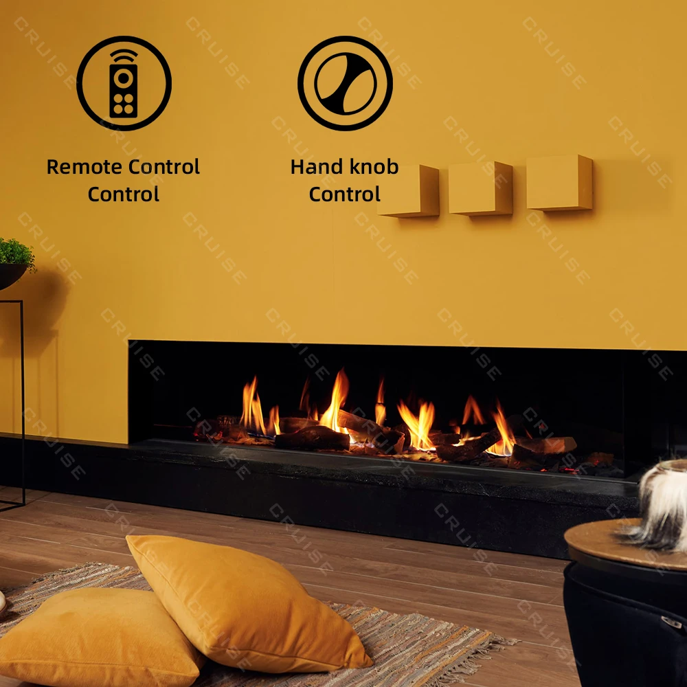 

CRUISE Clean Energy Fuels Smoke Collection Siphon Design Single/Double Row Flame Double Sided Linear 1169mm Gas Fireplace Indoor