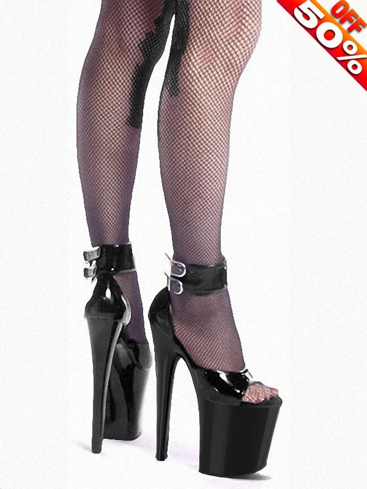 

Red Patent Leather Gothic 8-Inch Heels Open Toe Platform Women's Nightclub Punk Strip Pole Dance Shoes Sexy Fetish 20CM Heel