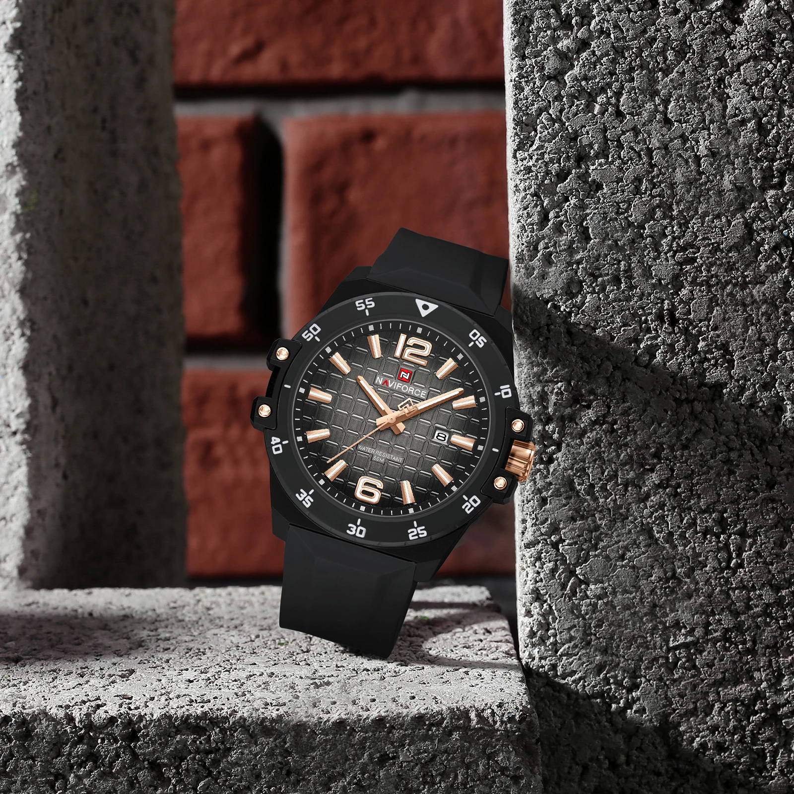 NAVIFORCE NF7122 Lässige Quarzuhren für Herren, Kalender, leuchtend, wasserdicht, Silikonarmband, Sportmode