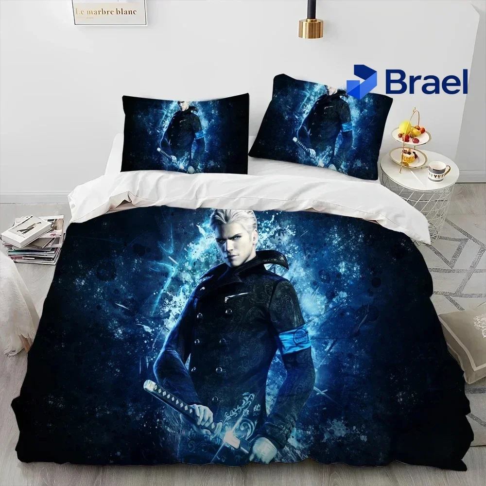 Exquisite Game D-Devil May Cry DMC Bedding Set,Duvet Cover Comforter Bed Set Quilt Cover Pillowcase,King Queen Twin Size Boys Gi