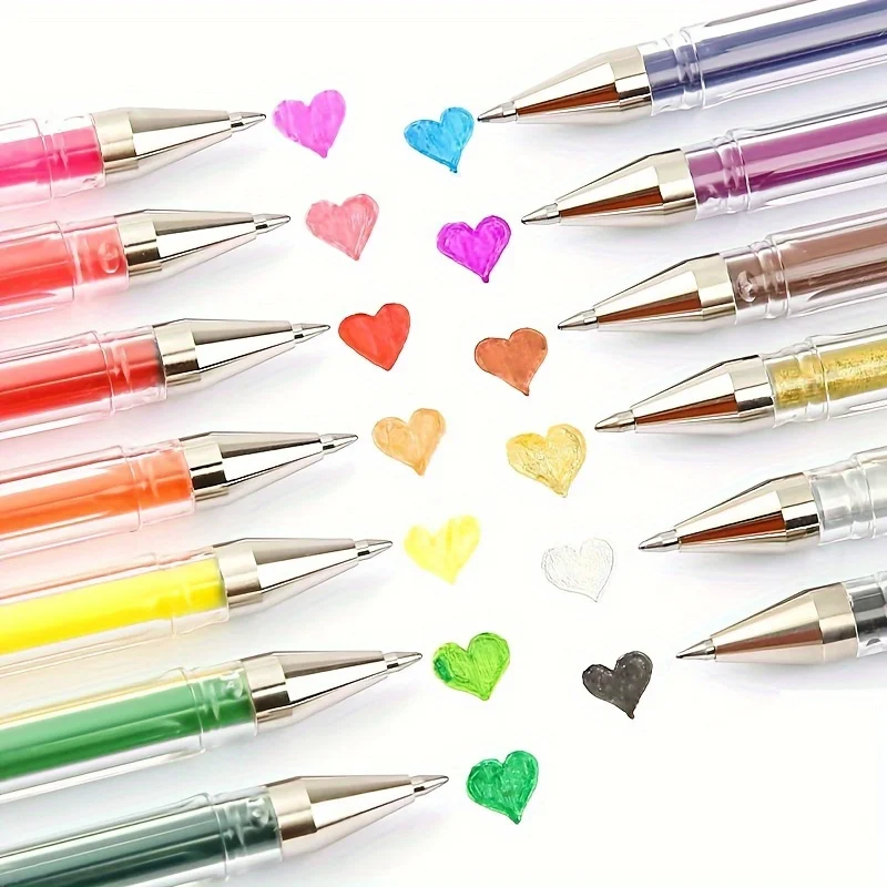 Canetas Gel Brilhantes para Escola e Escritório Livro de Colorir Adulto Diários Desenho Doodling Marcadores de Arte Acessórios de Escritório 12 Cores
